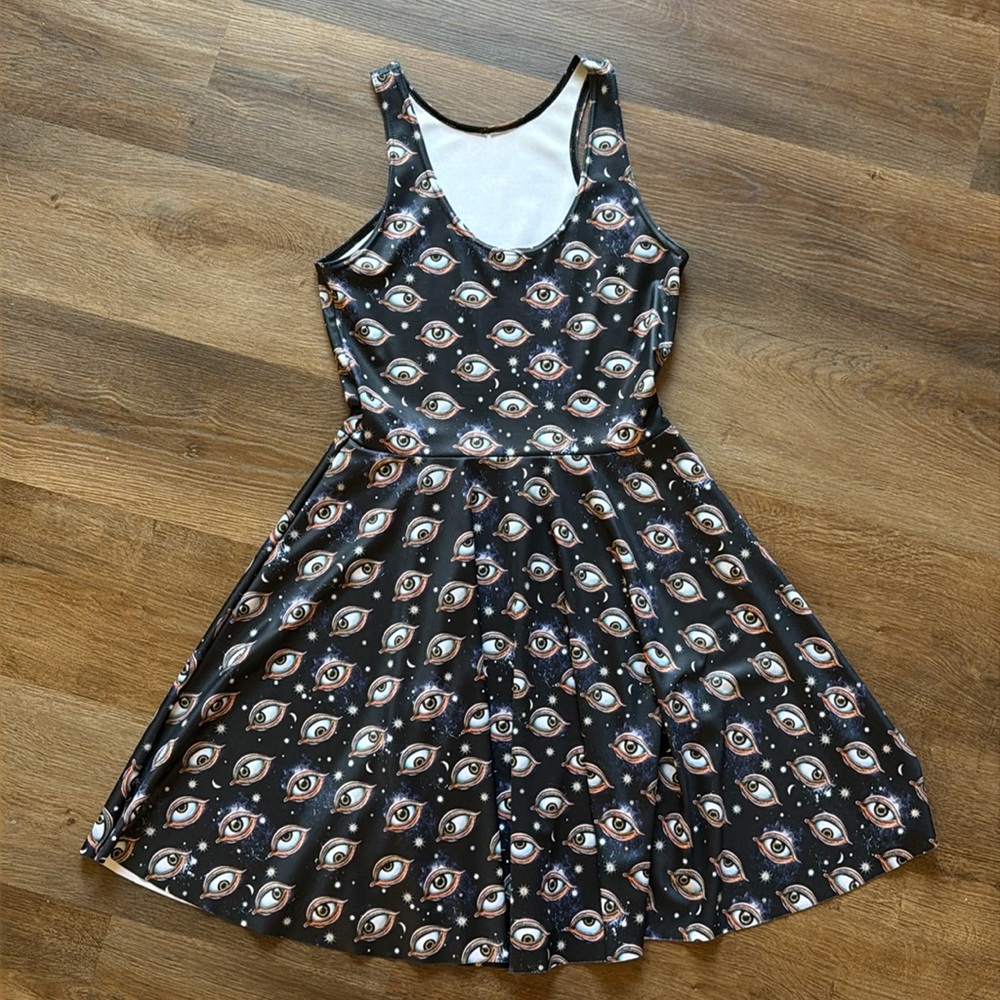 Black milk clothing eyeball skater dress reversible size medium